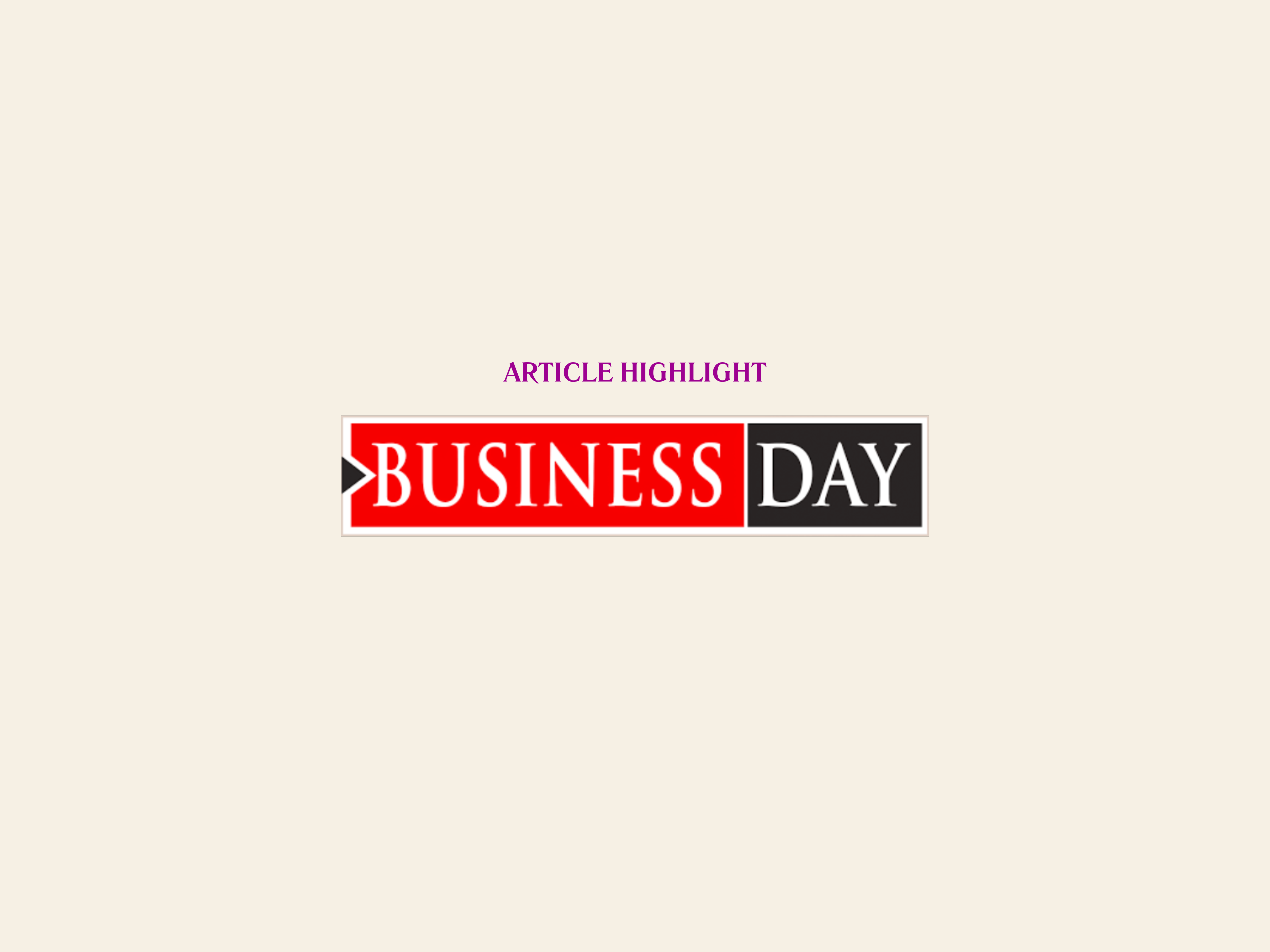BusinessDay Features JAF